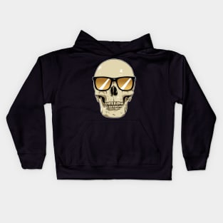 Skull Wearing Sunglasses Orange Lenses Kids Hoodie